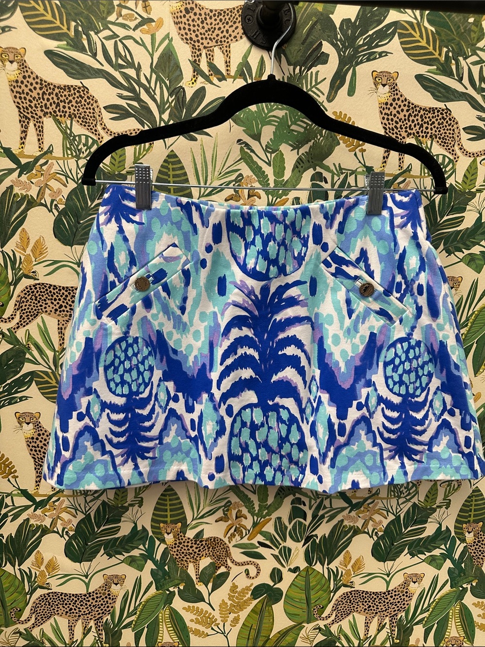 Blue & Turquoise Printed Mini Skort